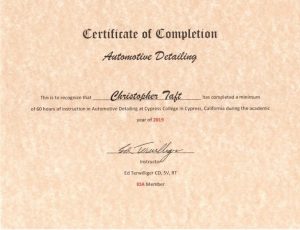 Cypress College Certificate of completion